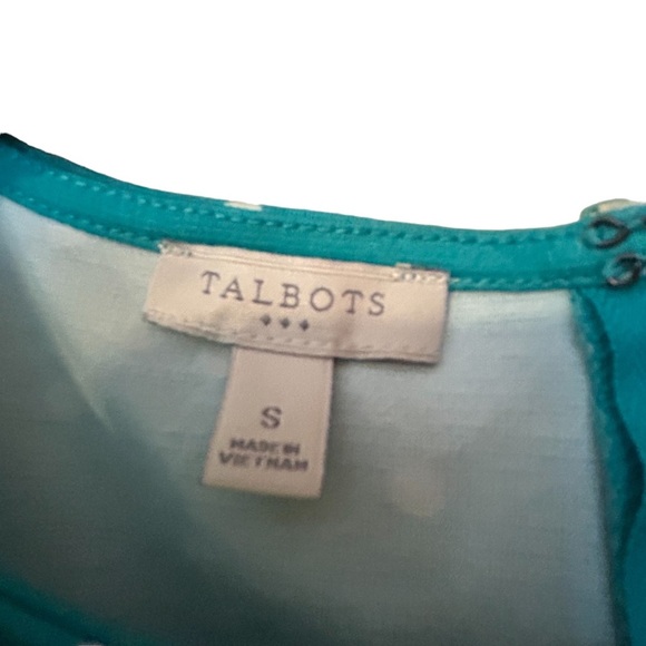 TALBOTS Women’s Edie Turquoise Blue/White Polka Dot Fit & Flare Knit Dress Sz. S - Picture 9 of 9